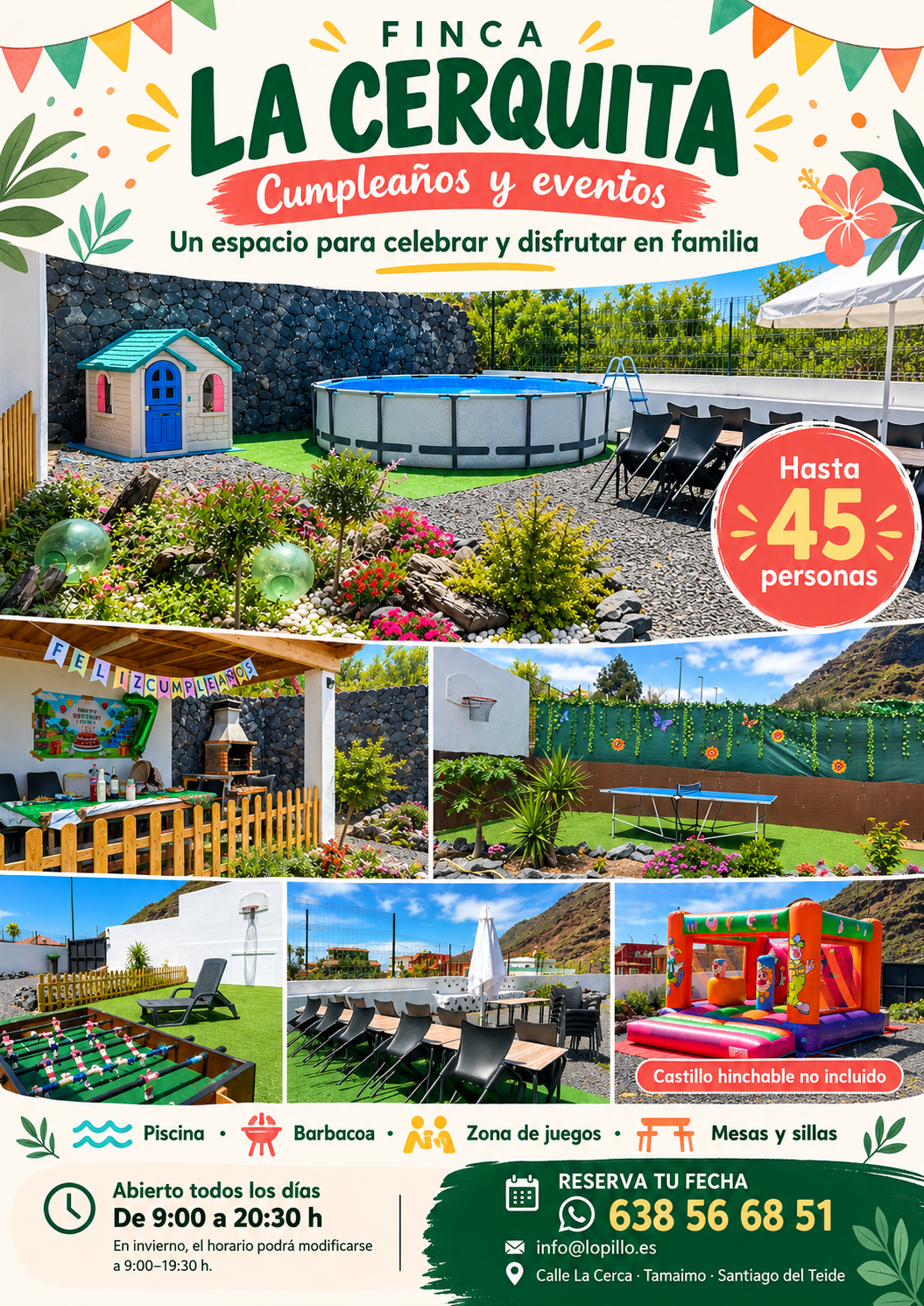 FINCA LA CERQUITA – ALQUILER PARA CUMPLEAñOS, COMUNIONES  Y EVENTOS 