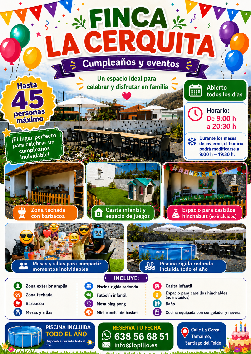 FINCA LA CERQUITA – ALQUILER PARA CUMPLEAñOS, COMUNIONES  Y EVENTOS 